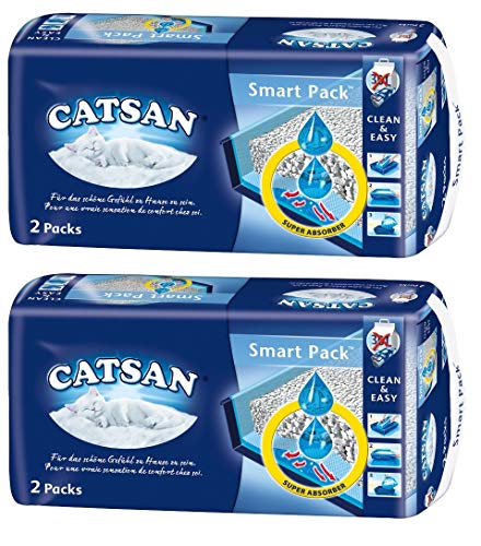 CATSAN Smart Pack Nichtklumpende Katzenstreu auf saugfÃ¤higem Vlies 2 Packungen mit 4 Packs 16L 4x 4L