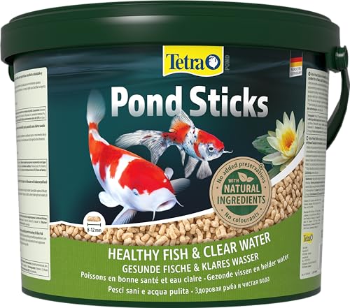 Tetra Pond Sticks - Fischfutter für Teichfische für gesunde Fische und klares Wasser im Gartenteich 10 L Eimer