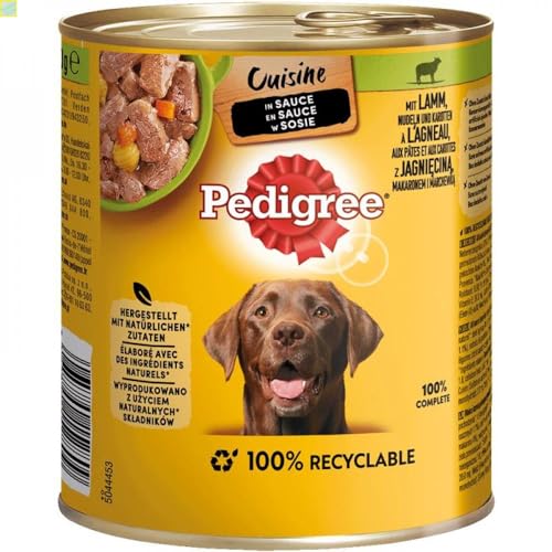 12 x Pedigree Dose Cuisine in Sauce Lamm Nudeln Karotten 800g