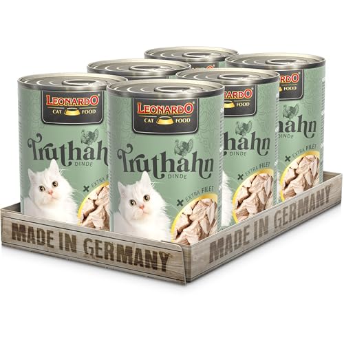 LEONARDO Truthahn extra Filet 6 x 400g Truthahn extra Truthahnfilet Nassfutter mit extra Filet Getreidefrei mit extra hohem Fleischanteil