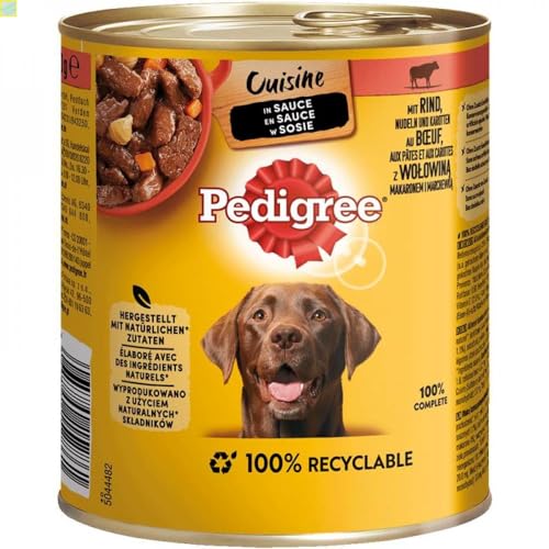 12 x Pedigree Dose Cuisine in Sauce Rind Nudeln Karotten 800g