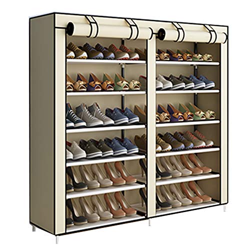 ACCSTORE YAYI Schuhregal 6-stufige Schuhablage Platz für bis zu 36 Paar Schuhe mit Nicht gewebtem Stoffbezug Beige