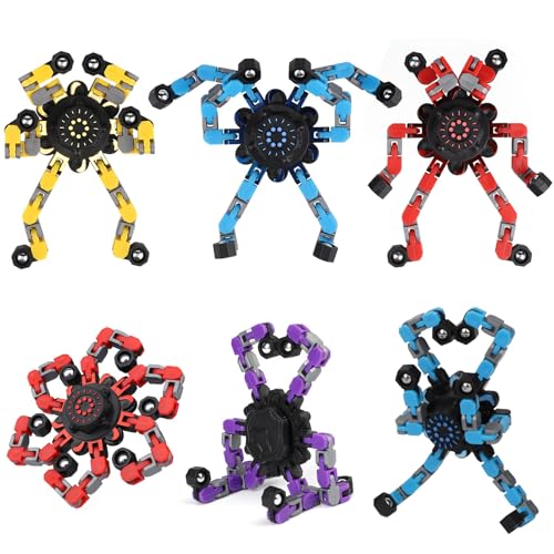 6Pack Deformation Roboter für DIY Transformator Mechanische Kette Fingertip Novely Gyro Geschenke für Klassenzimmer Ostern Geburtstagsfeier