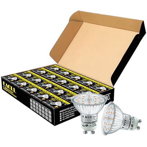 EACLL Warmweiss 4.9W Ersetzt 70W Halogen Leuchtmittel 20er Pack. 515 Lumen 2700K Birnen AC 230V Flimmerfrei Strahler Abstrahlwinkel 120 Spot Nicht Dimmbar Reflektorlampen