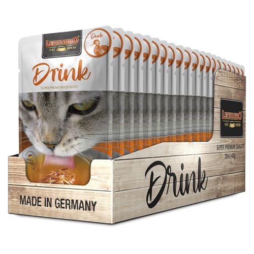 Leonardo Drink Duck 20x40g Multipack Sorte Ente Katzendrink getreidefreie Fleischbrühe mit Fleischstreifen Ergänzungsfuttermittel für