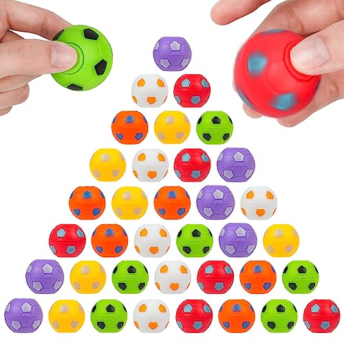 Ainiv 36PCS Fußball Fingerspitzen 3 5cm Fußball Ball Party Gefälligkeiten Klassenzimmer Preise Sensorisches Spinnendes Erwachsene