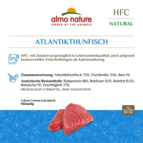 Almo Nature HFC Natural Megapack Nassnahrung für Katzen - Atlantikthunfisch 6 Dosen x 70g