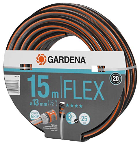 Gardena Comfort FLEX Schlauch 13 mm 1 2 Zoll 15 m Formstabiler flexibler Gartenschlauch mit Power-Grip-Profil aus hochwertigem Spiralgewebe 25 bar Berstdruck ohne Systemteile 18031-20