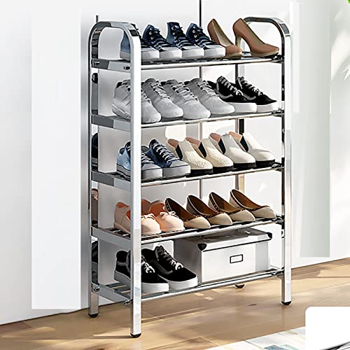 Edelstahl-Schuhregal mehrschichtiger tragbarer Aufbewahrungs-Schuhschrank schmaler Metall-Finishing-Rack verwendet in Wohnzimmer Schlafzimmer Dachboden Korridor Küche Garten Arbeitszimmer Balkon