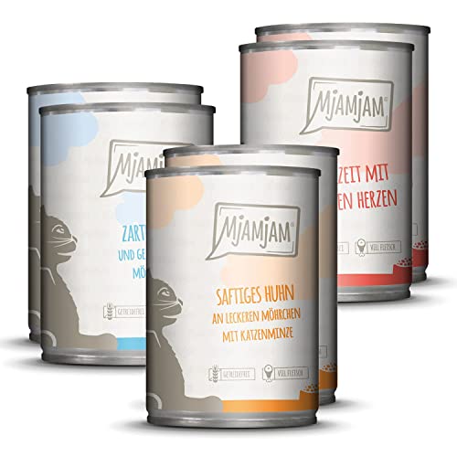 MjAMjAM - Premium Nassfutter für Katzen - Probierpaket 6er Pack 6 x 400 g getreidefrei mit extra viel Fleisch