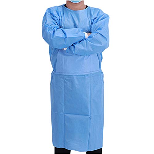 QIMANZI 1 10 20 Stück Unisex Schutzanzug Mehrweg Isolationskittel Non-Woven Medizin OP-Kittel Staubdicht Antibeschlag Wasserdicht Staubfreie Arbeitskleidung Schutzkleidung B Blau 10PC M