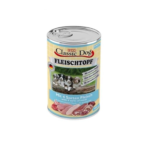 Classic Dog Fleischtopf Junior Fleischmix 6X 400g Dose - 4 Sorten Fleisch