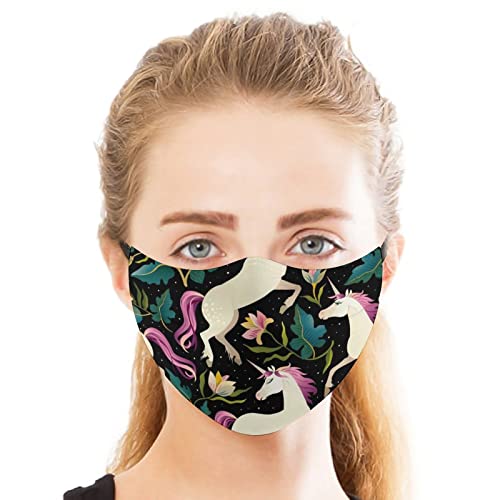 XaKrn Einhörner Auf Dunklem Hintergrund Outdoor Sportdesign Halbes Gesichtsohr Maske 2 Stück