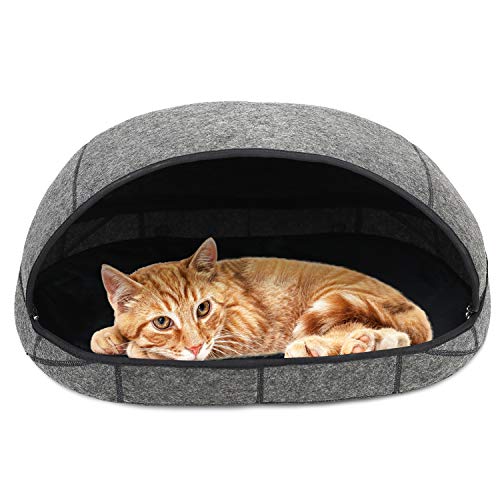 Barbieya Premium Katzenbett-Höhle umweltfreundliche Betten aus 100% Merinowolle für Katzen handgefertigtes Katzenbett Faltbare Höhle für Katzen und Kätzchen
