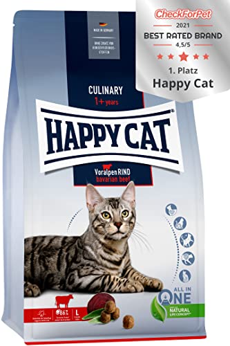 Happy Cat 70560 - Culinary Adult Voralpen Rind - Katzen-Trockenfutter für ausgewachsene Katzen und Kater - 10 kg Inhalt