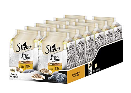Sheba Fresh Fine in Sauce Hochwertiges Katzen Nassfutter Geflügel Variation Für die tägliche Abwechslung im extra kleinen Portionsbeutel 72 x 50g