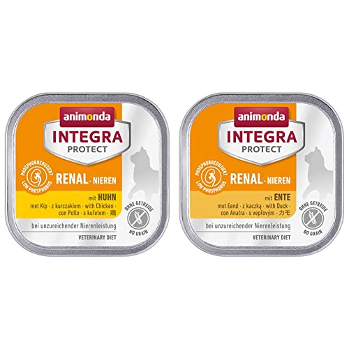 animonda Integra Protect Nieren Katzen Nassfutter bei Niereninsuffizienz mit Huhn 16 x 100 g Nieren Katzen Nassfutter bei Niereninsuffizienz mit Ente 16 x 100 g