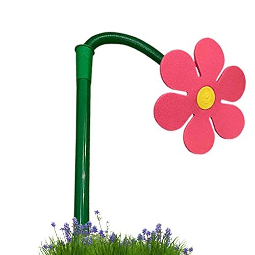 Hemore Blumengartensprinkler 29 9 Zoll Crazy Daisy Sprinkler mit Pfahl lustige tanzende Blumensprinkler für Kinder Spielen Gartenwässerung Pink