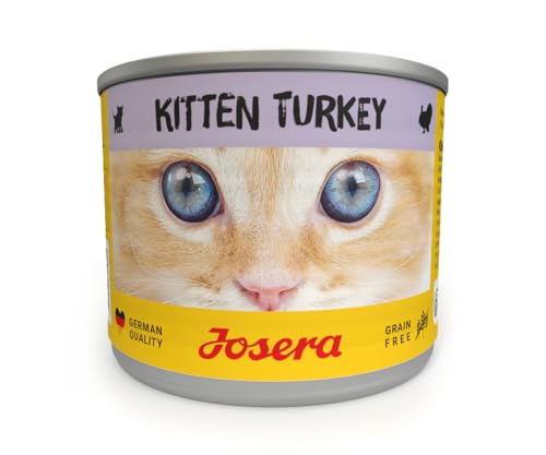 JOSERA Nassfutter Kitten Turkey 6 x 200 g Kitten Premium Katzenfutter nass für wachsende Katzen Pute leckere Geflügelbrühe getreidefrei Anti-Haarballen Alleinfutter 6er Pack