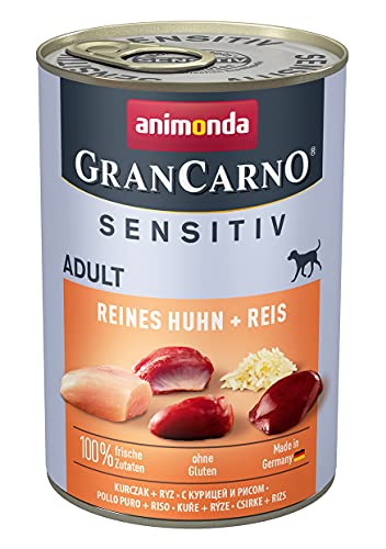 animonda Gran Carno Adult Sensitiv Hundefutter Nassfutter für ausgewachsene Hunde Reines Huhn Reis 6 x 400 g
