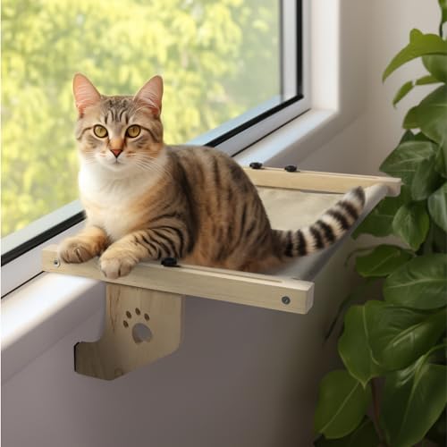 Navaris Katzen Hängematte für Fensterbank - gemütliche Liegematte - Fensterplatz Katzenliege - Fensterbankliege für bis zu 14 kg - Katzenbett Montage ohne Werkzeug