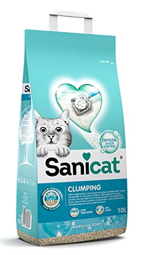 Katzenstreu klumpend. Sanicat Clumping Qxygen Power. 10 liter Box mit neuer Verpackung und verbesserter Rezeptur