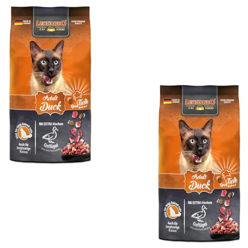 Leonardo Adult Duck Doppelpack 2 x 300 g Trockenfutter für ausgewachsene Katzen ab einem Jahr Zur Unterstützung von Haut und Fell Mit Chiasaat und delikatem Krill