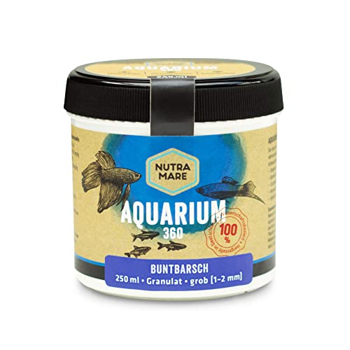 Nutramare Aquarium360 Buntbarsch 250ml Hochwertiges Fischfutter für Barsche Granulat mit Spirulina