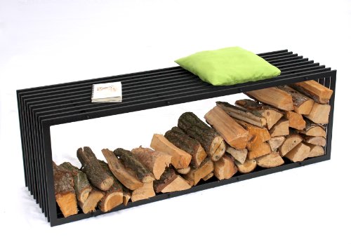 DanDiBo Kaminholzständer Bank D Stil 150 cm Kaminholzregal 10104 Holzkorb Kaminholzhalter