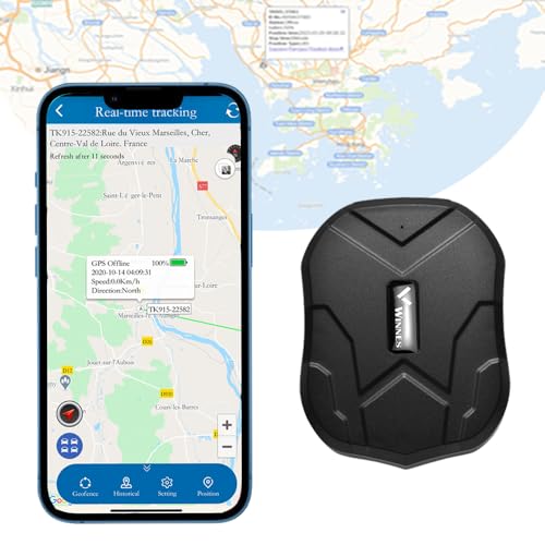 Winnes GPS Tracker TK905B APP-Echtzeit-Tracking 10000 mAh Langer Standby GPS Tracker Auto Mehrere Alarmmodi Wertsachen-Diebstahlschutz Stark Magnetisch Wasserdicht und Diebstahlschutz