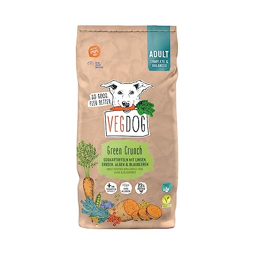 VEGDOG Green Crunch veganes Trockenfutter für Adulte Hunde mit Süßkartoffel und Linsen getreidefreies Alleinfutter für Allergiker mit alternativer Proteinquelle 10 kg