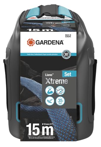 Gardena Liano Xtreme 1 2 Zoll 15m Set Tasche Extrem robuster Gartenschlauch aus Textilgewebe mit Tasche mit PVC-Innenschlauch leichtgewichtig wetterbeständig 18468-20 Multicolor