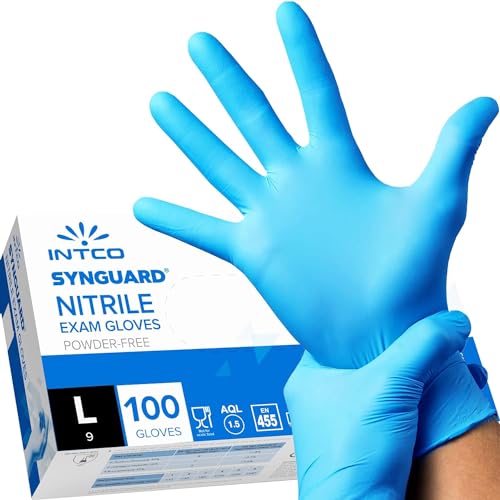 intco medical 100 Stück Nitril-Handschuhe puderfrei latexfrei hypoallergen Lebensmittelhandschuhe Einweghandschuhe L