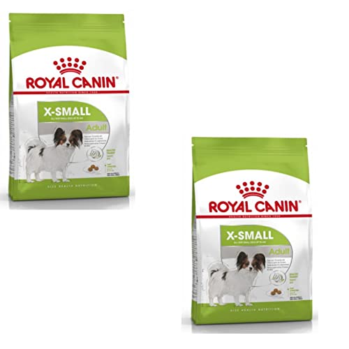 Royal Canin X-Small Adult Doppelpack 2 x 500 g Trockenfutter für ausgewachsene sehr kleine Hunde bis 4 kg Zur Unterstützung des Darms des Felles und der Harnwege