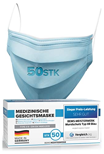 50x VERGLEICHSSIEGER   Made IN Germany   Medizinische TYP IIR Premium   CE EN14683 2019   Nasen Schutzmaske