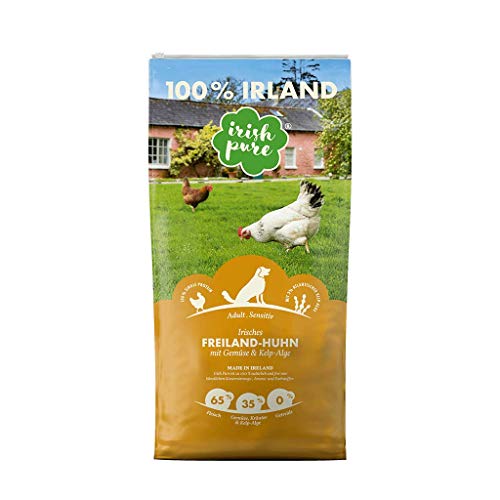 Irish Pure Trockenfutter Adult 1 5kg Freiland Huhn mit Kelp Alge Gemüse Hoher Fleischanteil Getreidefrei Sensitiv Hundetrockenfutter Hundefutter für alle