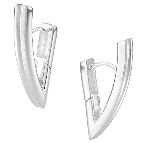 Vinani Damen Ohrringe 925 Silber - Klapp-Creolen V-Form eckig glänzend - Ohrring Set für Frauen aus 925 Sterling Silber - 2CVV