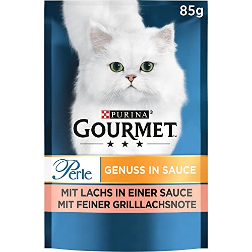 PURINA GOURMET Perle Genuss in Sauce Katzenfutter nass mit Lachs 24er Pack 24 x 85g