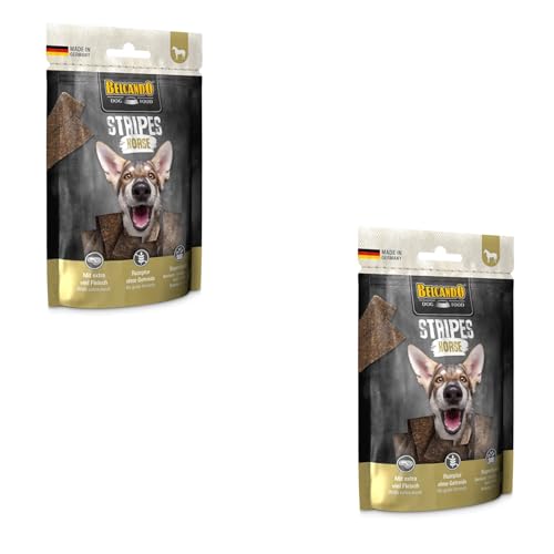 Belcando Stripes Horse Doppelpack 2 x 70 g Snack für Hunde Mit Superfoods Bierhefe Krill und aromatische Kräuter Ohne Getreide und ohne Zucker Mit extra viel Fleisch