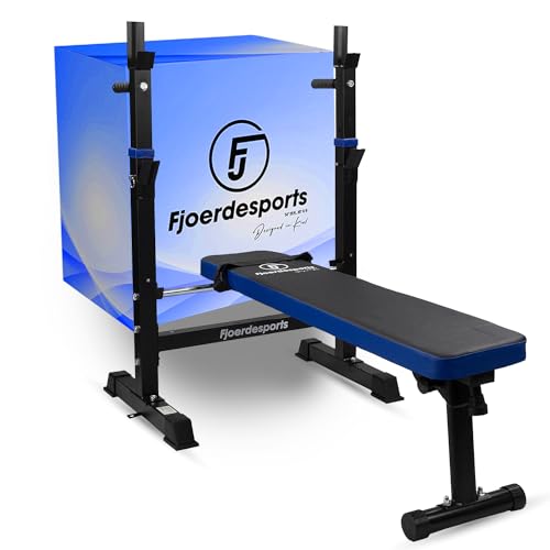 Fjoerdesports Hantelbank mit Ablage Verstellbare Höhe Klappbar Schwerlast Gewichtheben Heimtraining Home Gym Dip-Station Fitnessstudio Multifunktion Trainingsbank