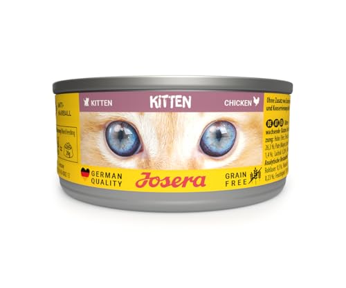 JOSERA Nassfutter Kitten Chicken 12 x 85 g Kitten Premium Katzenfutter nass für wachsende Katzen Huhn Kürbis mit Lachsöl getreidefrei Anti-Haarballen Alleinfutter 12er Pack