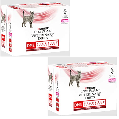 Purina Pro Plan Veterinary Diets DM Diabetes Management - Nassfutter für Katzen - Rind - Doppelpack - 2 x 10 x 85g