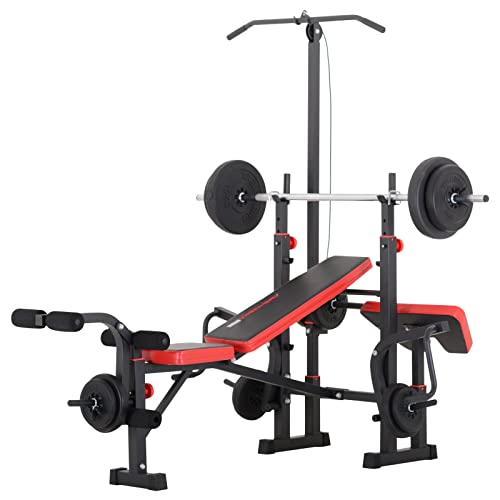 Train Hard Kraftstation Fitnesscenter schwarz rot 1 6m und 25kg Hantelscheiben