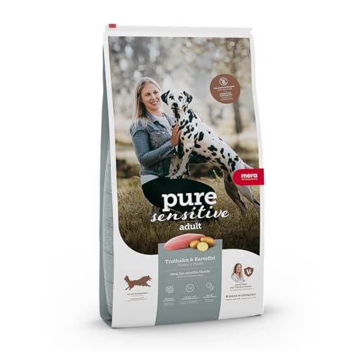 MERA pure sensitive fresh meat Adult Truthahn und Kartoffel Hundefutter Trockenfutter für Hunde mit einer Rezeptur ohne Getreide und 25% Frischfleisch