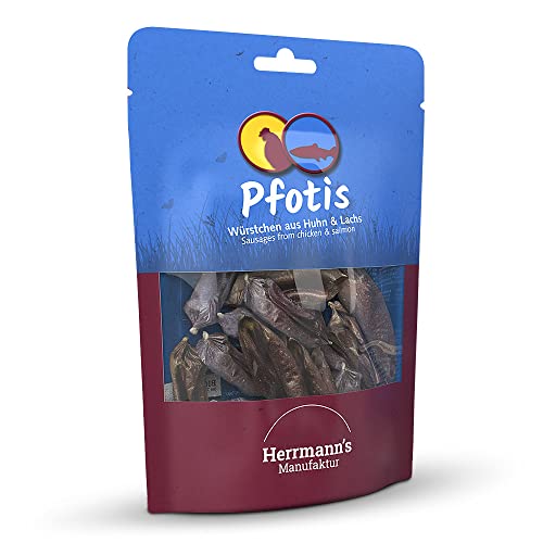 Herrmann s - Pfotis Bio Huhn Lachs Würstchen - 6 x 80g - Snacks - Hundefutter