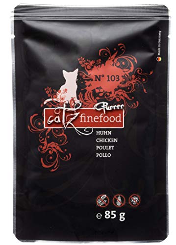 catz finefood Purrrr Huhn Monoprotein Katzenfutter nass N 103 für ernährungssensible Katzen 70% Fleischanteil 85g Beutel