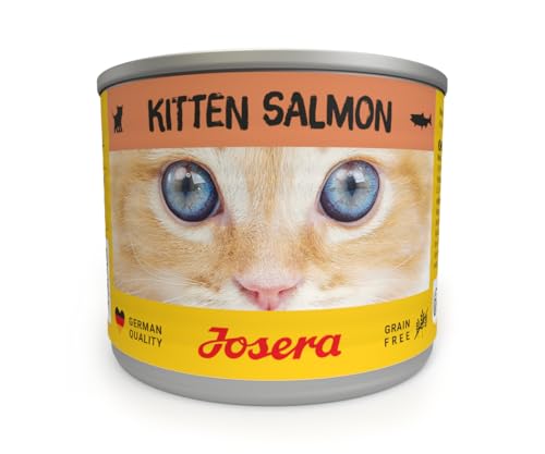 JOSERA Nassfutter Kitten Salmon 6 x 200 g Kitten Premium Katzenfutter nass für wachsende Katzen Lachs Pastinake mit Lachsöl getreidefrei Anti-Haarballen Alleinfutter 6er Pack