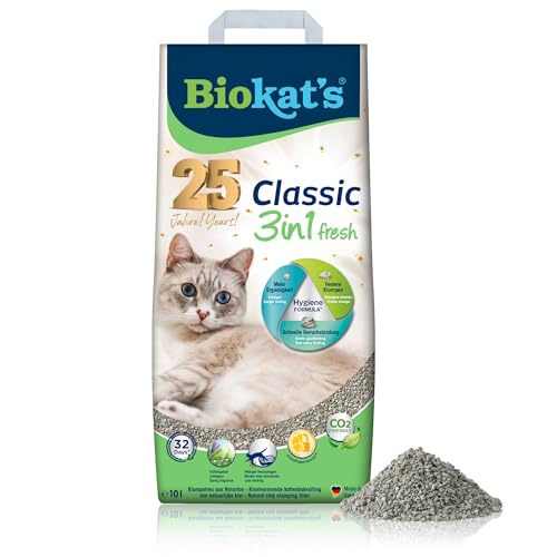 Biokat s fresh 3in1 Frühlings Duft   Klumpende Katzenstreu 3 unterschiedlichen Korngrößen   1 Sack 1x 10 L