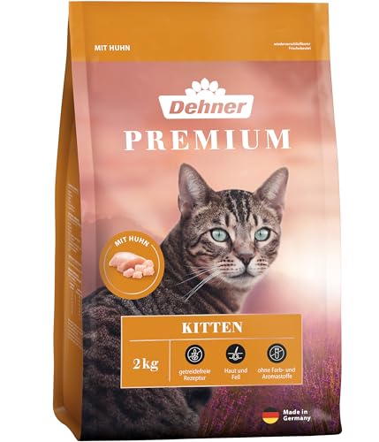 Dehner Premium Katzenfutter Kitten Trockenfutter getreidefrei für junge Katzen Huhn 2 kg