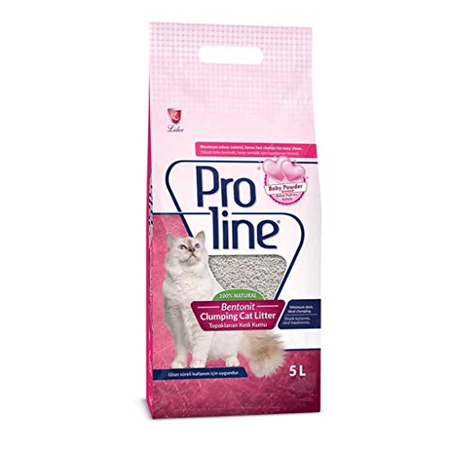 Pro Line Clumping Cat Litter Flocked Katzenstreu Babypuder 5L 4 Stück